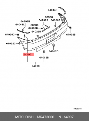 Клипса MITSUBISHI бампера переднего OE MR473000 MITSUBISHI
