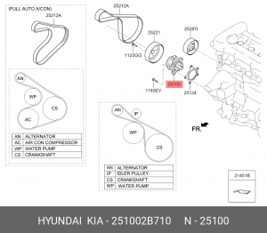 насос водяной!\ Hyundai Creta/Accent 16> 251002B710 HYUNDAI