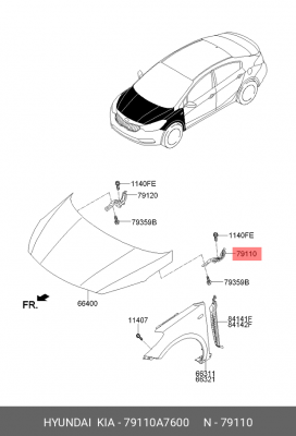 Петля KIA Cerato (13-) капота левая OE 79110A7600 HYUNDAI KIA
