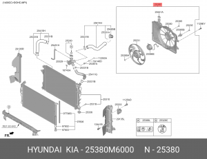 Вентилятор HYUNDAI Elantra (19-) KIA Cerato (18-) охлаждения электрический в сбо 25380M6000 HYUNDAI KIA