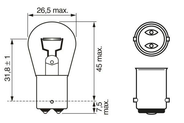 лампа накаливания! P21W 24V 21W BA15d 2контактная 1нить усики в одной плоскости 1 987 302 532 BOSCH