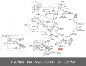 Сайлентблок HYUNDAI Sonata YF (10-) рычага заднего продольного правый OE 552753S000 HYUNDAI KIA