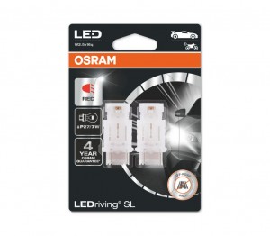 Лампа светодиодная 12V P27/7W W2.5x16q блистер (2шт.) LEDriving SL Red OSRAM 3157DRP-02B OSRAM