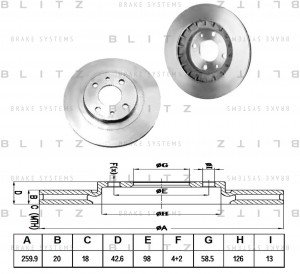 LADA 110/ 112/ KALINA/ PRIORA DF342 - с выточкой, DF442 - перф., DF544 - перф. с BS0249 BLITZ