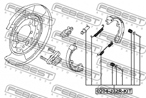 Комплект NISSAN Teana (06-) монтажный колодок тормозных задних барабанных FEBEST 0204-J32R-KIT FEBEST
