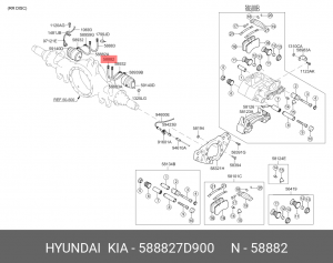 Шланг тормозной HYUNDAI HD250 энергоаккумулятора заднего OE 588827D900 HYUNDAI KIA
