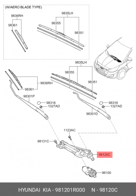 Трапеция стеклоочистителя HYUNDAI Solaris (10-) OE 981201R000 HYUNDAI KIA