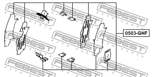 Комплект монтажный для дисковых колодок MAZDA 6 GH 2007-2012 0503-GHF 0503-GHF FEBEST