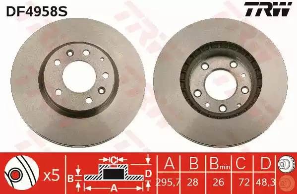 Диск тормозной передний MAZDA CX-7, CX-9 DF4958S DF4958S TRW