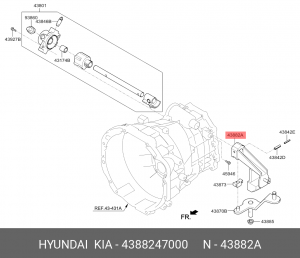 Рычаг HYUNDAI Porter 2 (12-) механизма переключения передач КПП OE 4388247000 HYUNDAI KIA