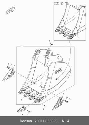 230111-00090 Коронка скальная DX300LCA, 230111-00271 23011100090 DOOSAN