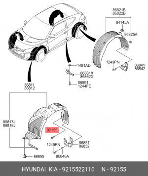 Болт м16 92155-22110 9215522110 HYUNDAI KIA