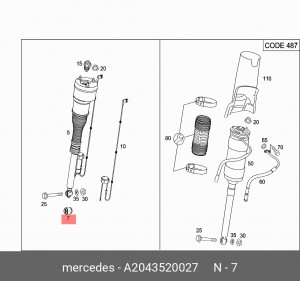 Сайлентблок MERCEDES E (W124,W210),C (W202) рычага заднего плавающий OE A 204 352 00 27 MERCEDES BENZ