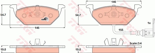 Колодки передние SKODA OCTAVIA (1U_, 1Z_), VW GOLF IV-VI, JETTA III-IV GDB1386 GDB1386 TRW