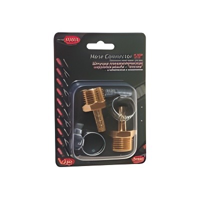 Переходник для компрессора M1/2" наружная резьба "елочка" 8мм с хомутами в блист RF-MH0805 ROCK FORCE