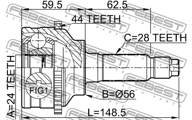 ШРУС внешний MAZDA TRIBUTE EP 2000-2004 0510-041A44 0510-041A44 FEBEST