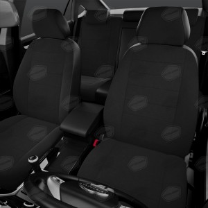 Авточехлы универсальные экокожа-жаккард черные комплект AVTOLIDER UJK310101 AVTO LIDER 1