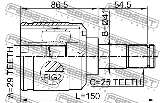 ШРУС 0411-CS13RH 0411-CS13RH FEBEST