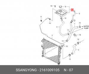 Бачок расширительный SSANGYONG Kyron (08-),Actyon (08-),Actyon Sport (08-) OE 2161009105 SSANG YONG