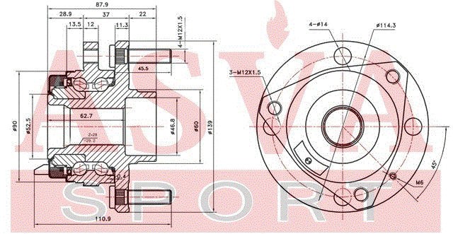 СТУПИЦА ПЕРЕДНЯЯ С ДАТЧИКОМ АБС CHRWHV200F CHRWH-V200F ASVA