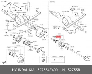Шпилька колеса KIA Bongo 3 (06-) (4WD) заднего OE 527554E400 HYUNDAI KIA