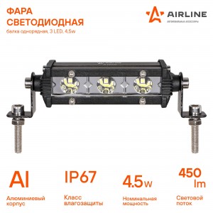 Фара светодиодная "AIRLINE" 108x30x47 мм 4.5W 12/24V (3 LED, направленный свет,  ALED060 AIRLINE