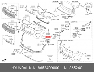 Заглушка KIA Sportage (16-) фары противотуманной правой OE 86524D9000 HYUNDAI KIA