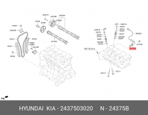 Клапан HYUNDAI Solaris (17-) KIA Rio (18-) (1.4) контроля давления масла возврат 2437503020 HYUNDAI KIA