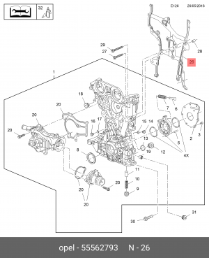 Прокладка передней крышки двигателя CHEVROLET Aveo(T300) 1.2-1.4 11 / Cruze(J300 55562793 GENERAL MOTORS