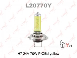 Лампа галогенная H7 24V 70W (PX26d, желтая) LYNXauto 1 шт L20770Y LYNXAUTO