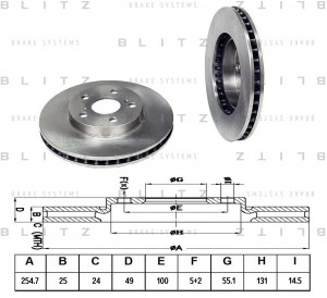 Диск тормозной передний вентилируемый TOYOTA Carina E/Celica 92- BS0133 BS0133 BLITZ