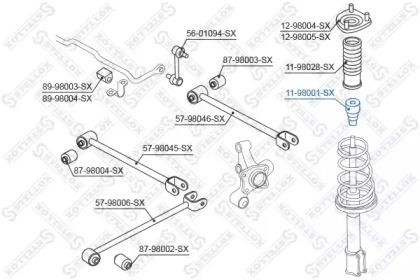 отбойник амортизатора заднего!\ Toyota Corolla #E90/#E100/#E110 87-01 11-98001-SX STELLOX