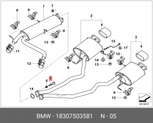 Болт BMW X5 (E53) (00-) (3.0/4.4) крепления выхлопной системы OE 18 30 7 503 581 BMW