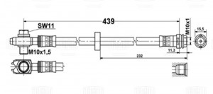 Шланг торм. VW Golf IV (97-)/Skoda Octavia (96-)/A3 (96-) перед. L=450мм (BF 452 BF4521 TRIALLI