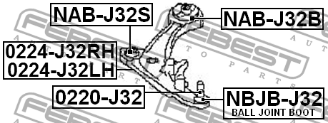 Рычаг правый NISSAN TEANA J32 2008-2013 0224-J32RH 0224-J32RH FEBEST