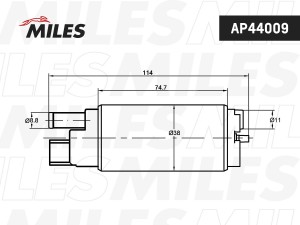 Насос топливный (3.5 bar) HYUNDAI/KIA/NISSAN/ (BOSCH 0986580908) AP44009 AP44009 MILES