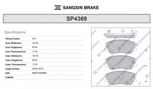 Колодки передние KIA SOUL 1.6Turbo 2019- SP4369 SP4369 SANGSIN