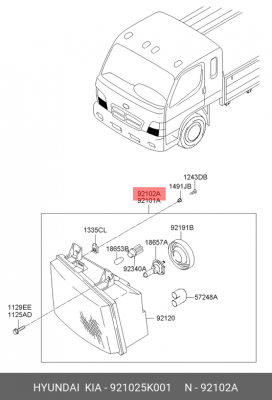 Фара HYUNDAI HD65,78 (09-) ЕВРО-3 правая OE 921025K001 HYUNDAI KIA