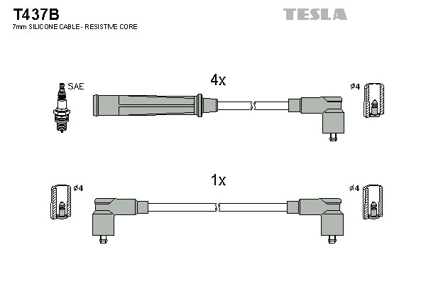 к-кт проводов!\ BMW E21/E30/E28 1.5-1.8 M10 80-88 T437B TESLA