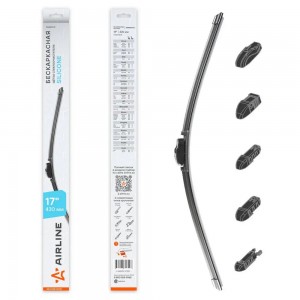 Щетка стеклоочистителя бескаркасная Silicone 430мм 5 адаптеров AWBBS005 AIRLINE