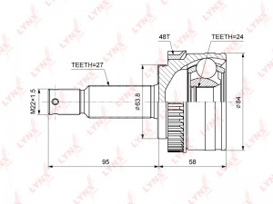 ШРУС наружный HYUNDAI Tucson (10-) KIA Sportage (10-) комплект LYNX CO-3866A LYNXAUTO