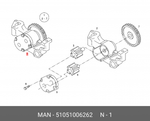 Насос масляный с шестерней D2865/D2866/D2876 51051006262 MAN