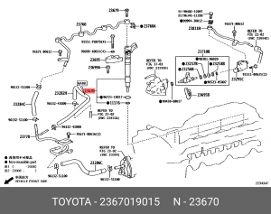 Форсунка топливная 1GDFTV 2.8D 23670-19015 23670-19015 TOYOTA