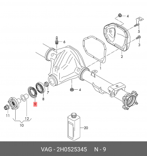 сальник дифференциала! 45х65х9х13\ MB W166 2H0 525 345 VAG