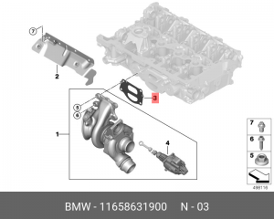 прокладка уплотнительная турбонагнетателя!\ BMW G20/G30/X1 F48/X3 G01 11 65 8 631 900 BMW