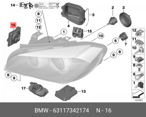 63117342174 Светодиод основной фары ! \BMW X1 E84, Z4 E89 63 11 7 342 174 BMW
