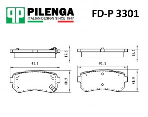 Колодки тормозные дисковые задние LANCER FD-P3301 FDP3301 PILENGA