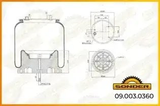 Пневморессора Premium со стаканом (пластик) 3 шп.+возд. / 1 шп. DAF 792 N P01 —  090030360 SONDER