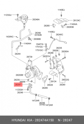 Прокладка 282474A150 HYUNDAI KIA