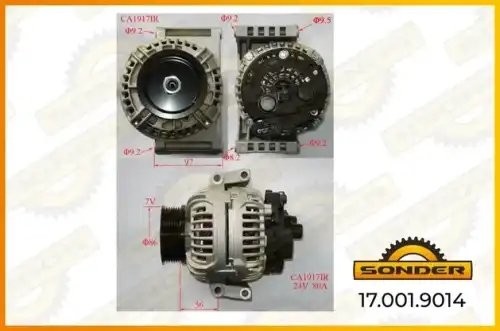 Генератор Premium 24V, 80A со шкивом о.н DAF 1976291  / MAHLE - MG 799 — 2 года  170019014 SONDER